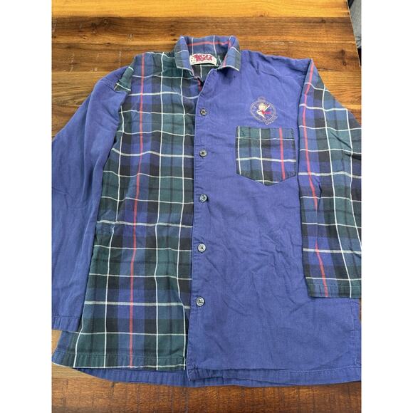 Vintage Betty Boop Women’s M/L Button Up Half Plaid Shirt 90s - Picture 1 of 7